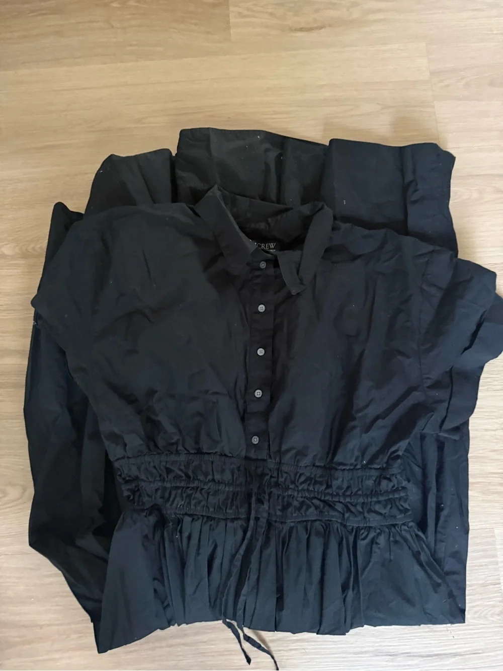 J Crew Elena Shirt Dress Cotton Poplin Sz 14 Black NEW